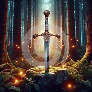 Excalibur. The mythical sword in the stone