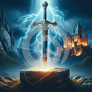 Excalibur. The mythical sword in the stone