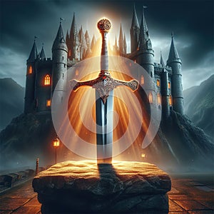 Excalibur. The mythical sword in the stone