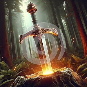 Excalibur. The mythical sword in the stone