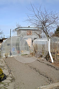 Excavated beds at the summer cottage. Spring