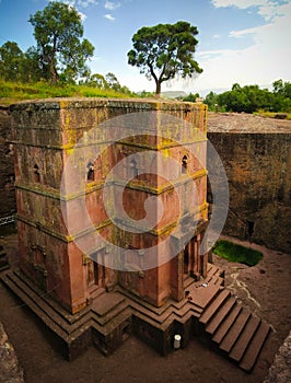 Excavated cross St. George church in Lalibela, Ethiopia