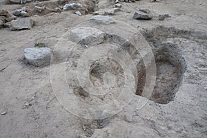 Excavation at archaeological site