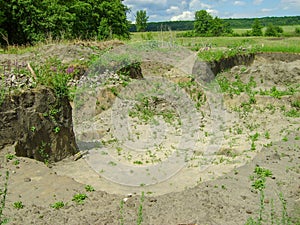 Excavation of an archaeological site of a medieval settlement Kharkov region