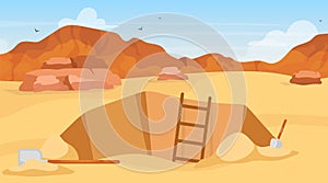 Excavation flat vector illustration