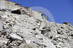 Excavation on a mining quarry