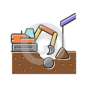 excavation pipe from ground color icon vector illustration