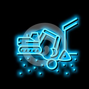 excavation pipe from ground neon glow icon illustration