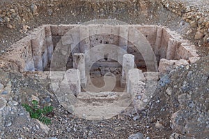 Excavations of ancient Macedonian tombs near the city Vergina ancient city of Valla Greece photo