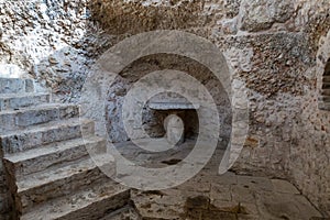 Excavations of an ancient mikvah in old city of Jerusalem, Israel
