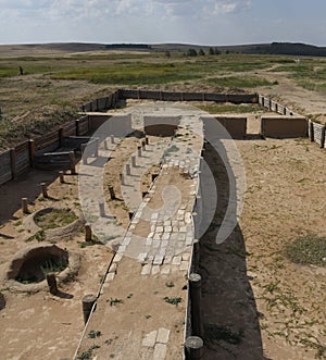 Excavations of Arkaim in the Southern Urals. Monument of history.