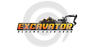 Excavator and backhoe logo vector template