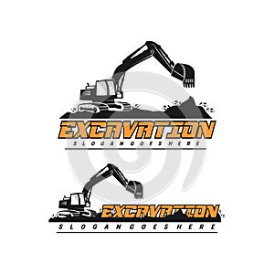 Excavator and backhoe logo vector template