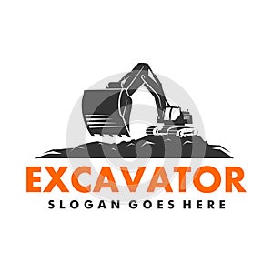 Excavator and backhoe logo vector template