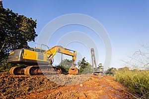 Earthworks Excavator Bin Crane Construction photo