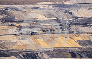 Excavator in a brown coal mine or lignite mine