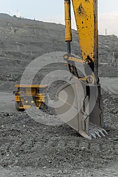 Excavator bucket close-up.