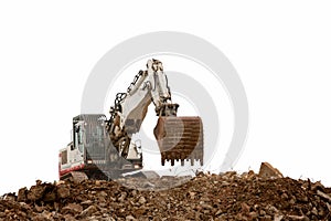 excavator with bucket on gravels