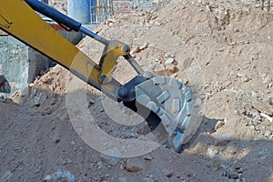 Excavator bucket of jcb, construction site, India