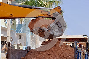 excavator bucket of jcb  construction site  India