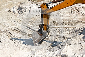 Excavator bucket. sand mining in a quarry