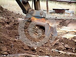 Excavator bucket at work