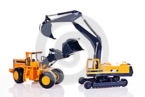 Excavator and bulldozer