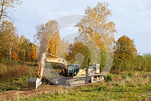 Excavator and Bulldozer