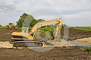 Excavator & Bulldozer on Job Site