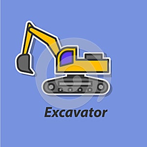 Excavator color flat icon.