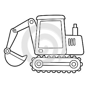 Excavator Coloring Page Isolated for Kids