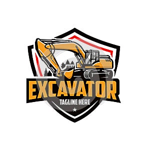 Excavator Company Badge Logo Vector. Best for Excavating Related Industry