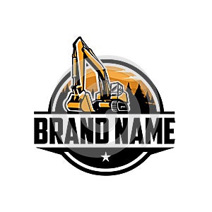 Excavator company ready made circle emblem logo