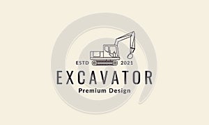 Excavator construction lines logo symbol icon vector graphic design illustration