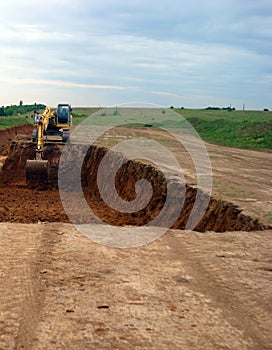 Excavator on construction site