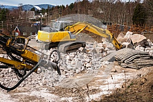 Excavator on construction site