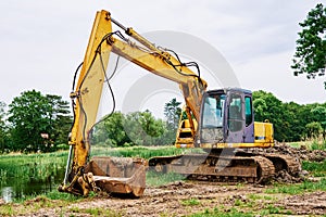 Excavator on construction site