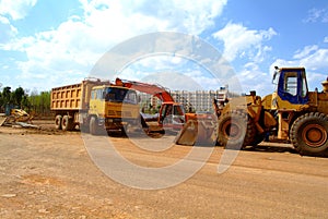 Excavator on a construction site