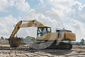 Excavator at construction site in Houston, Texas, USA