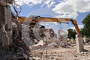 excavator, building demolition