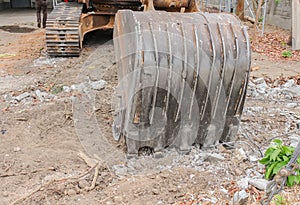 Excavator destruction in Work outdoor construction