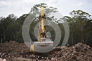 Excavator Digging on a Civil Construction Development Site