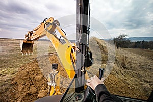 Excavator doing earthworks on site