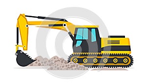 Excavator flat vector illustration