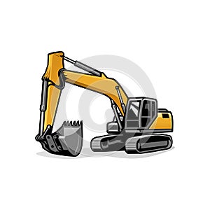 excavator heavy duty construction illustration logo vector