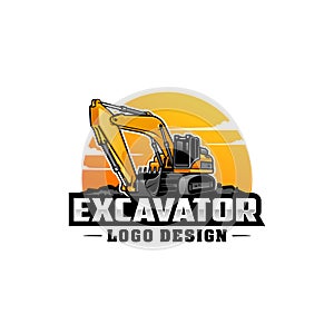 excavator - heavy equipment construction - earth mover logo vector isolated