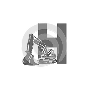 Excavator icon with letter H design illustration