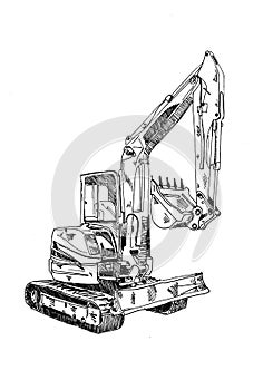 Excavator illustration art work drawing fun sketch