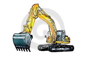 Excavator illustration color isolated art