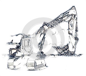 Excavator illustration color isolated funny artowkr for design